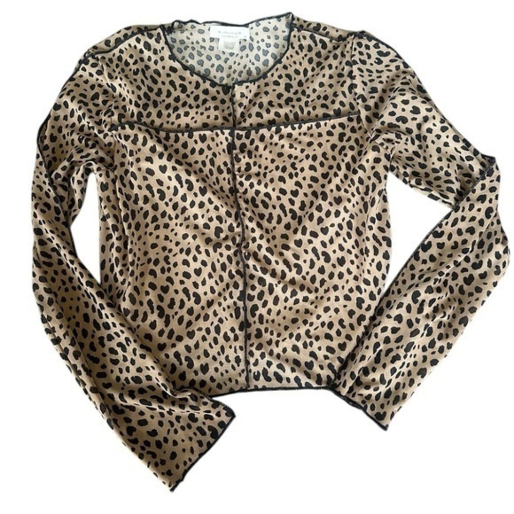 Kirious Los Angeles Long Sleeve Crop Top - Junior Size Large - Cheetah Print